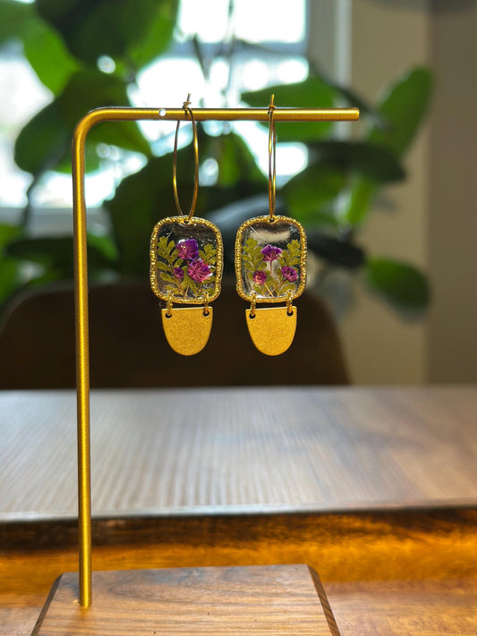 Resin and pressed flower earrings