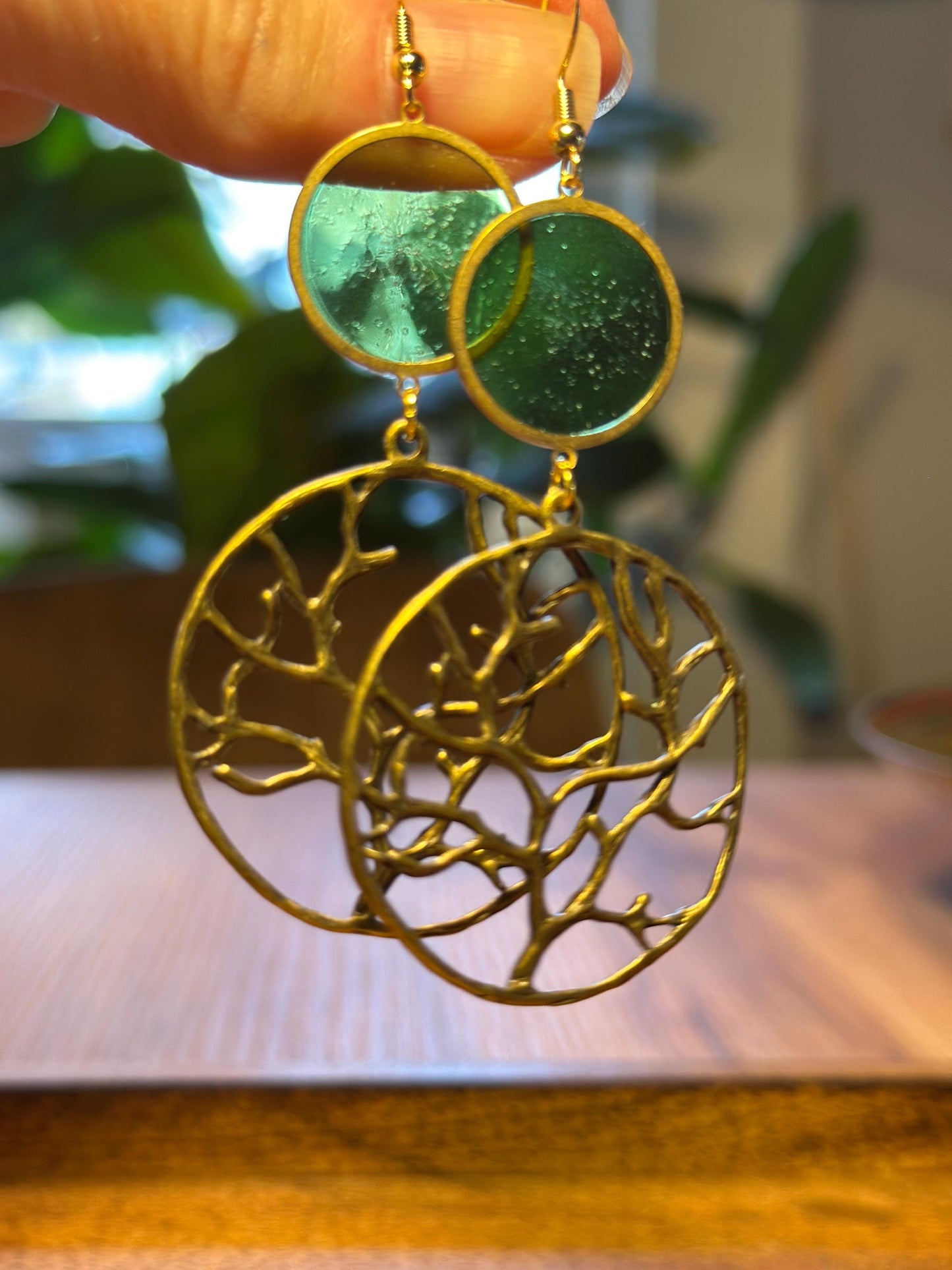 Resin and beaded earrings