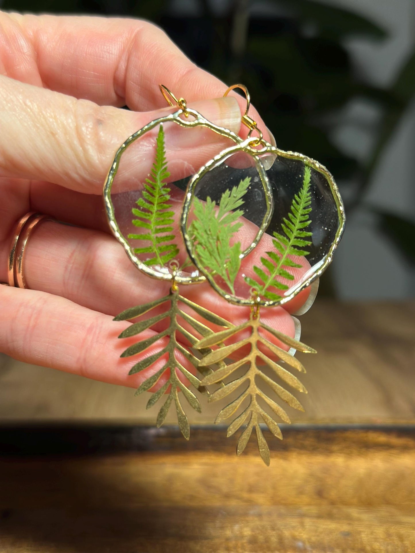Resin and pressed flower earrings