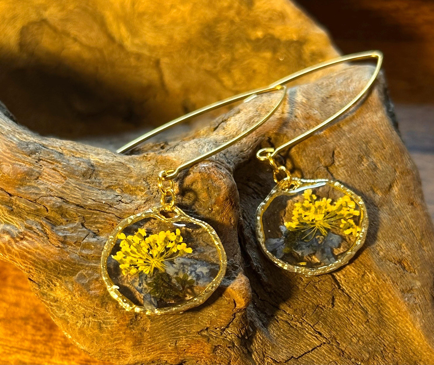 Resin and pressed flower earrings