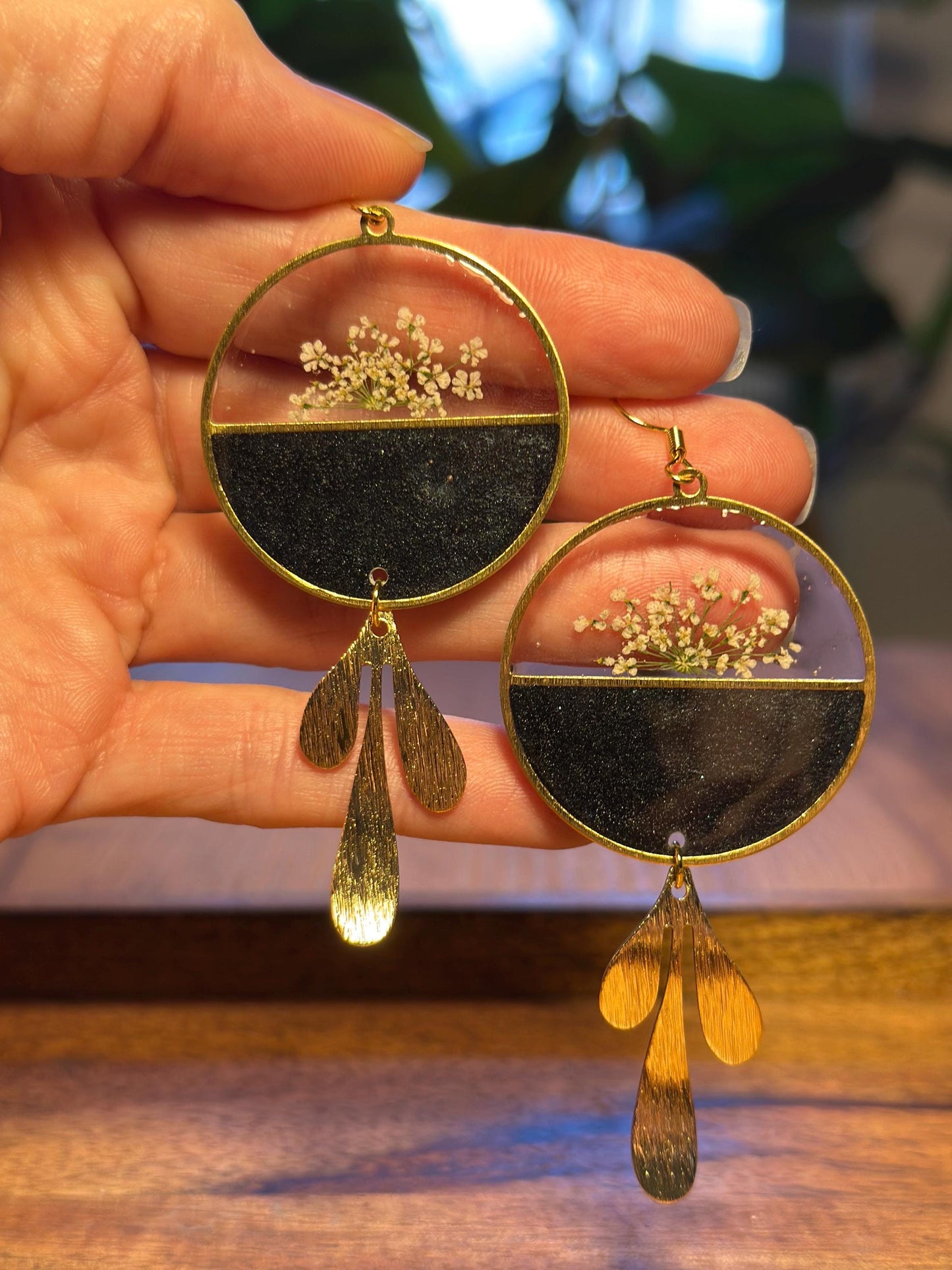 Resin and beaded earrings