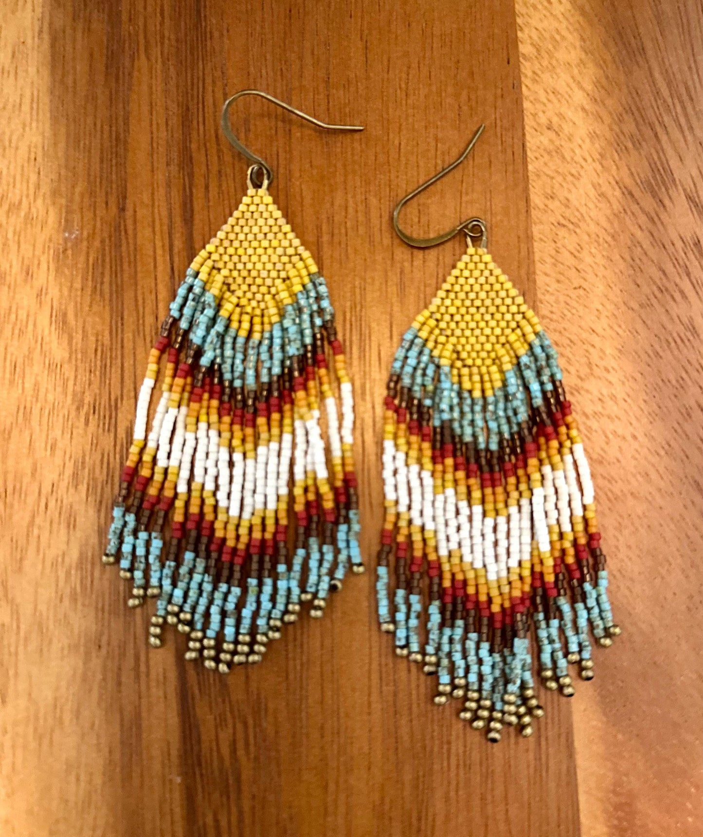 Hand-Beaded Fringe Earrings