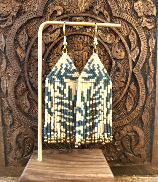 Hand-Beaded Fringe Earrings