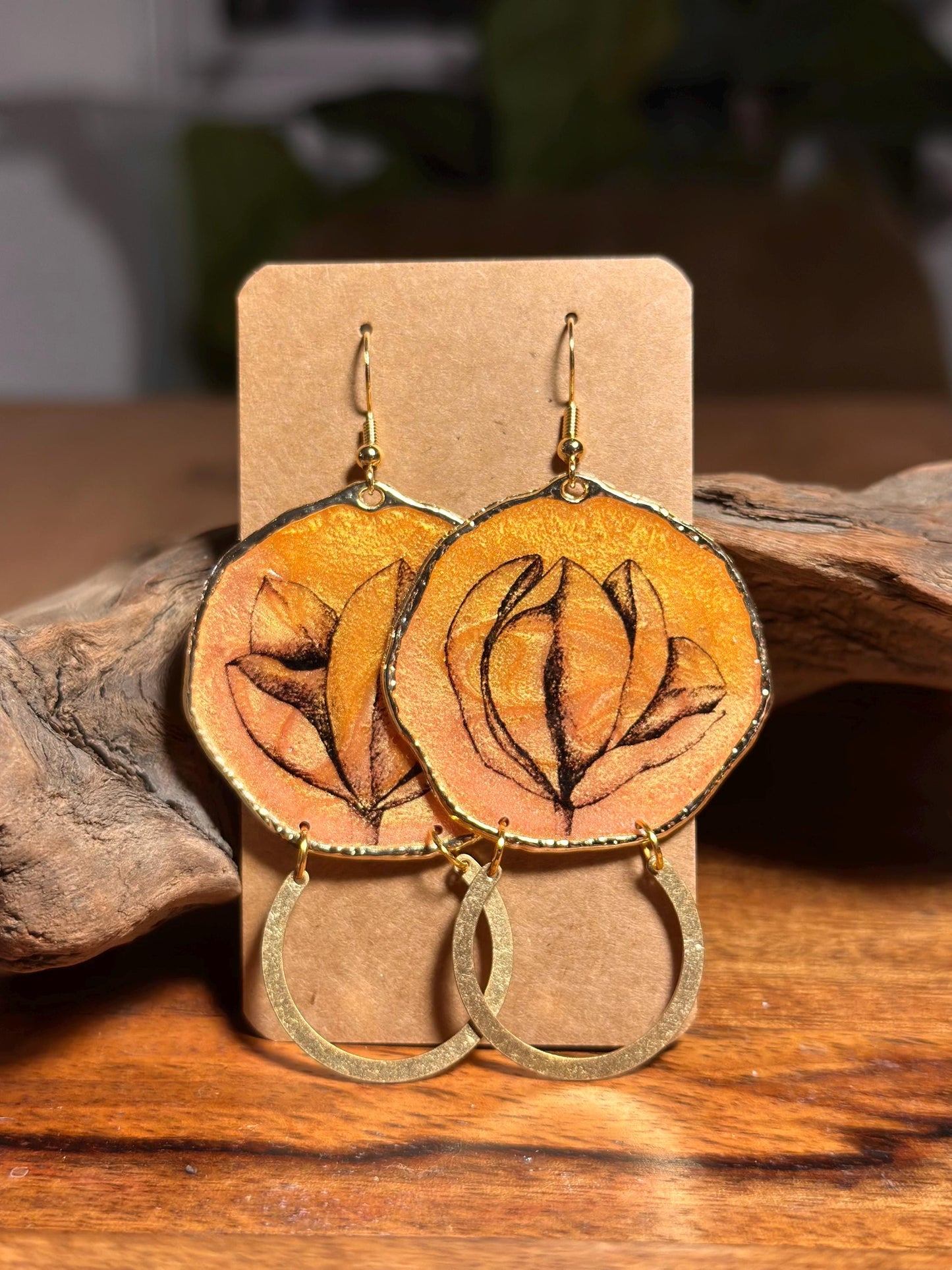 Resin and beaded earrings