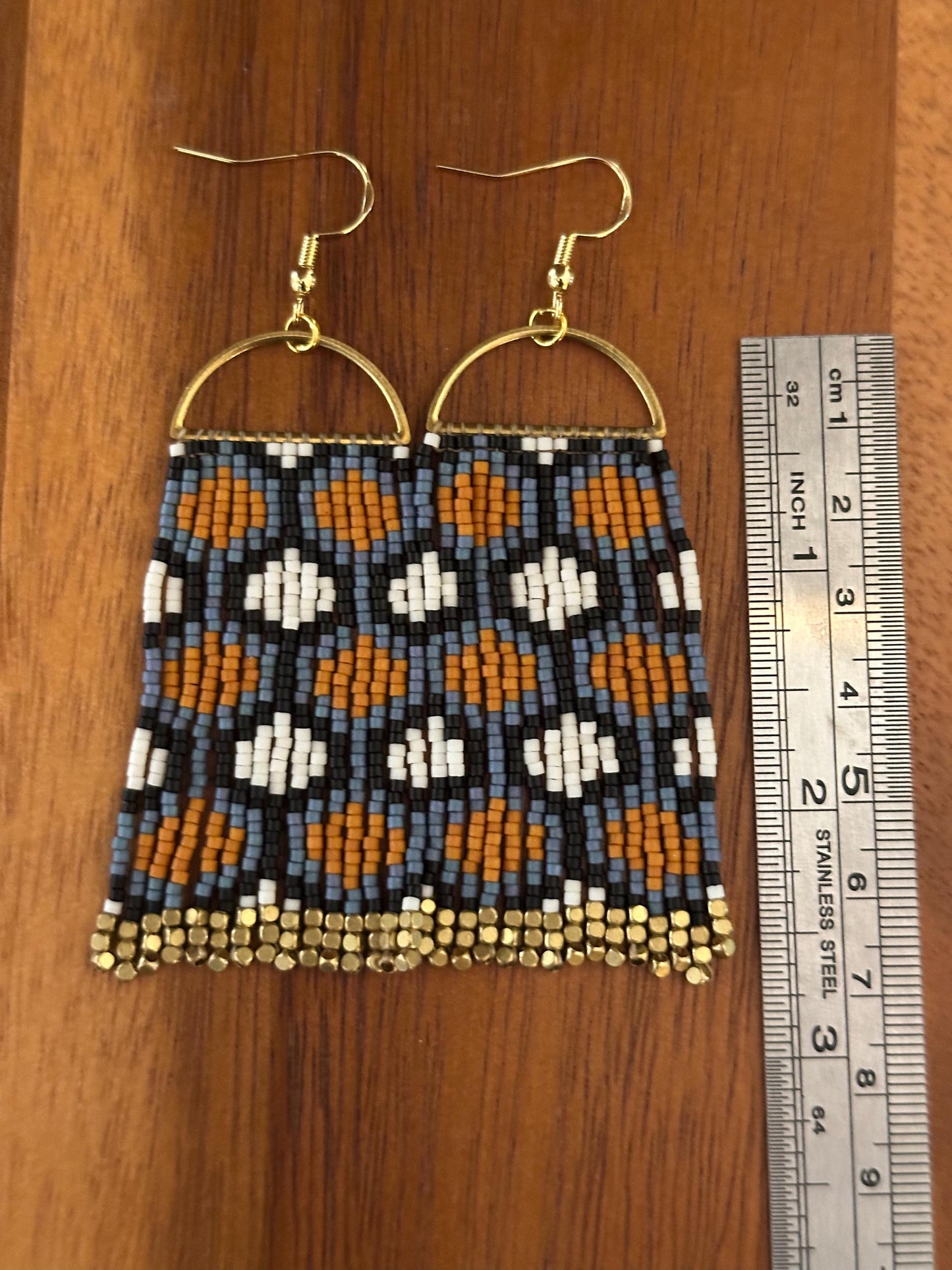 Hand-Beaded Fringe Earrings