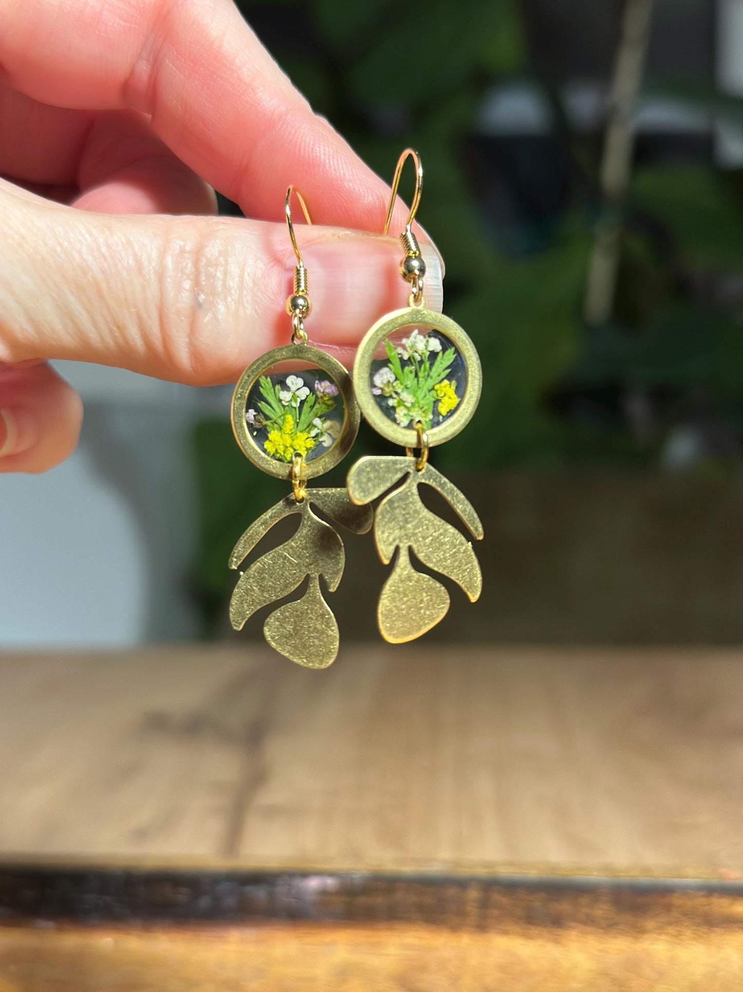 Resin and pressed flower earrings