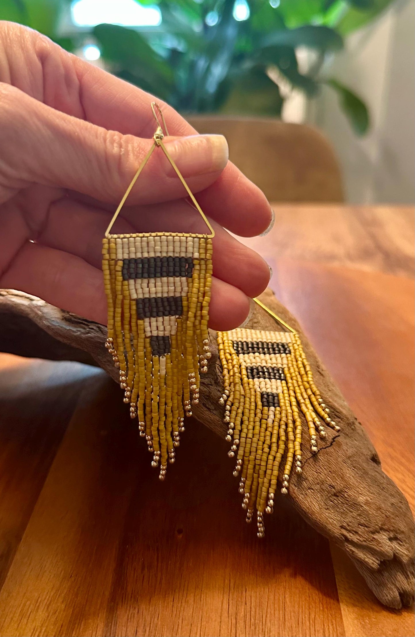 Hand-Beaded Fringe Earrings