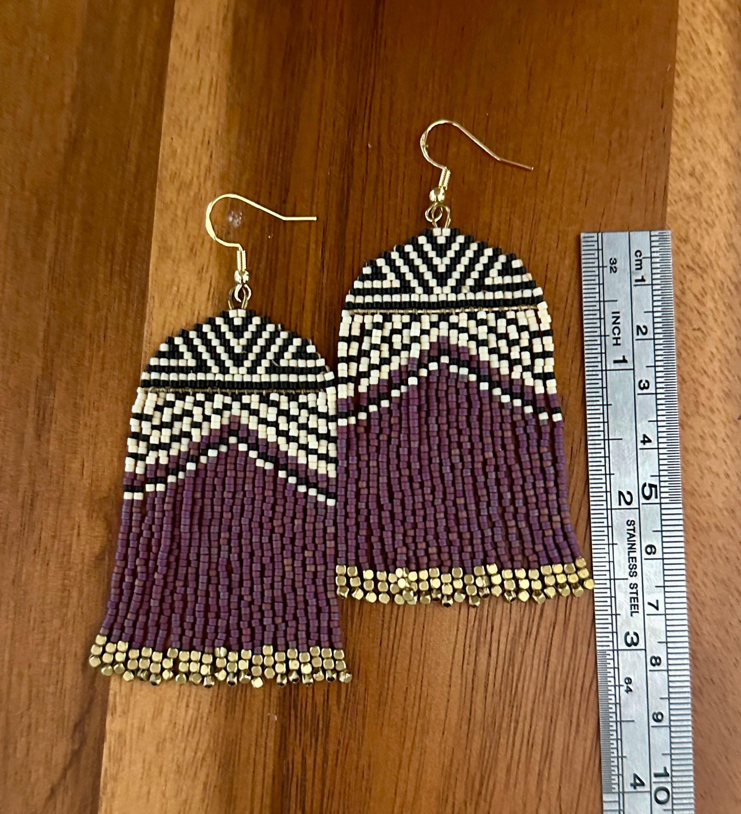 Hand-Beaded Fringe Earrings