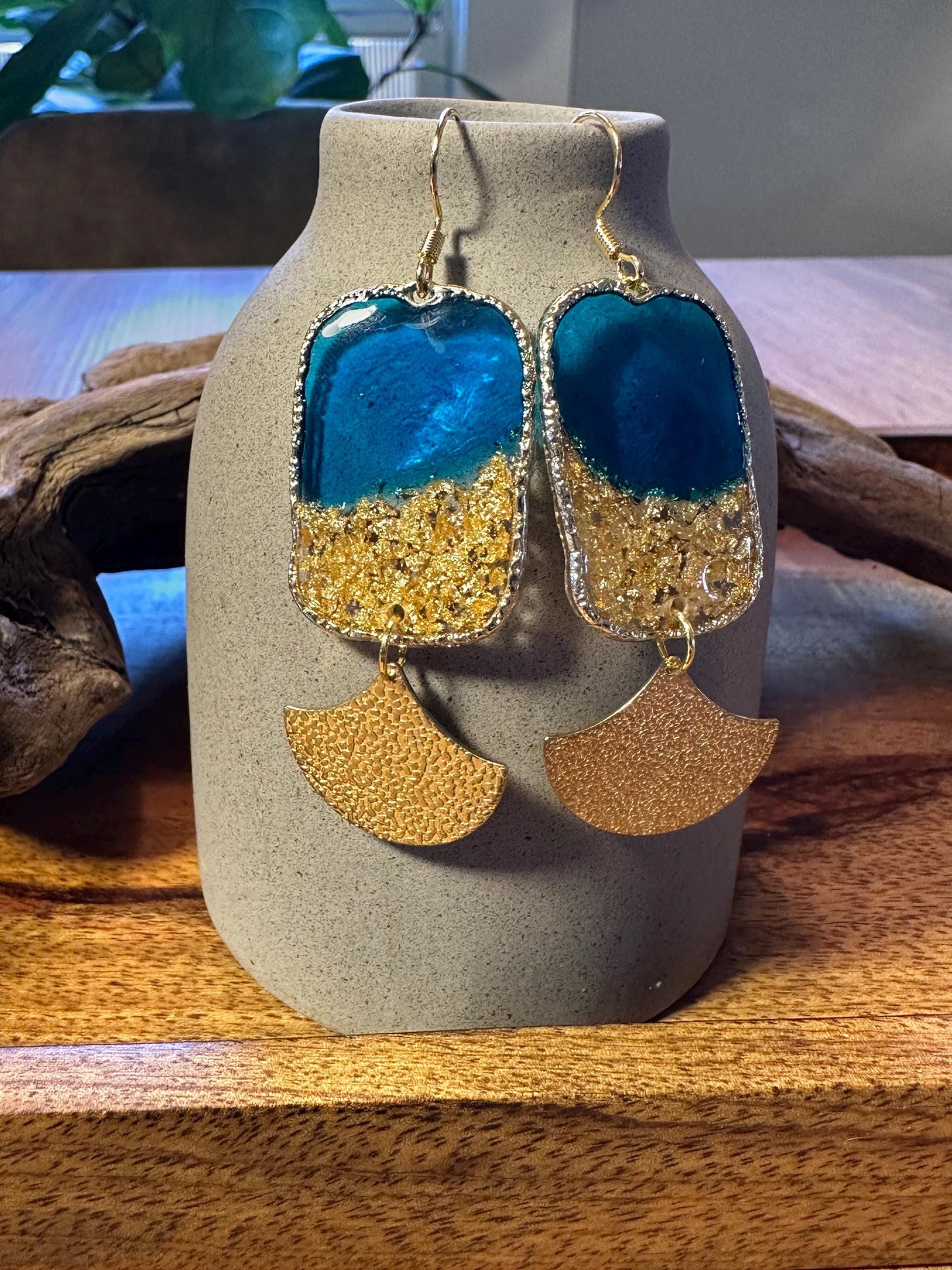 Resin and beaded earrings