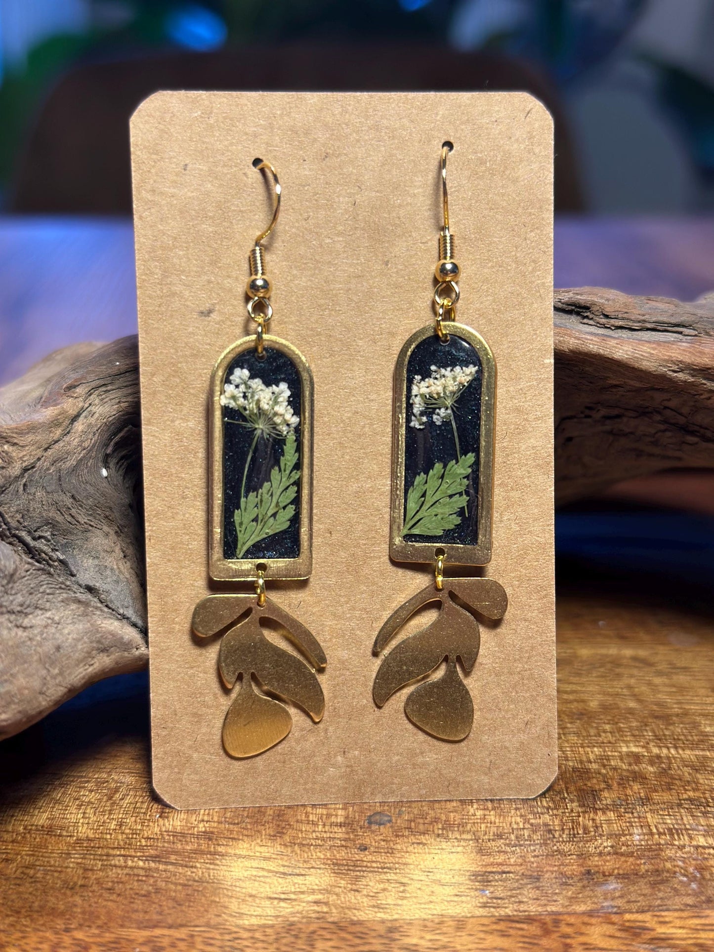 Resin and beaded earrings