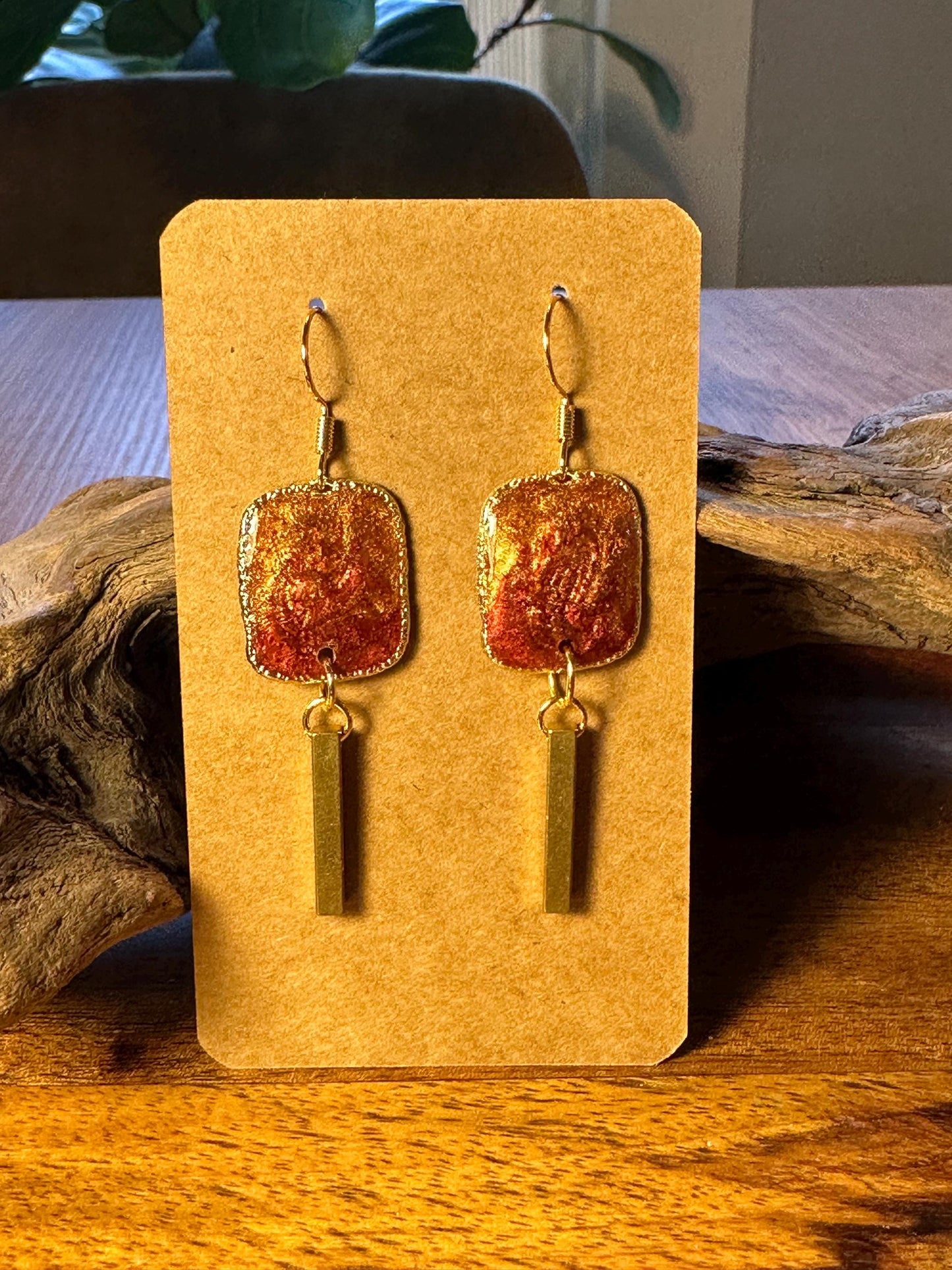 Resin and beaded earrings