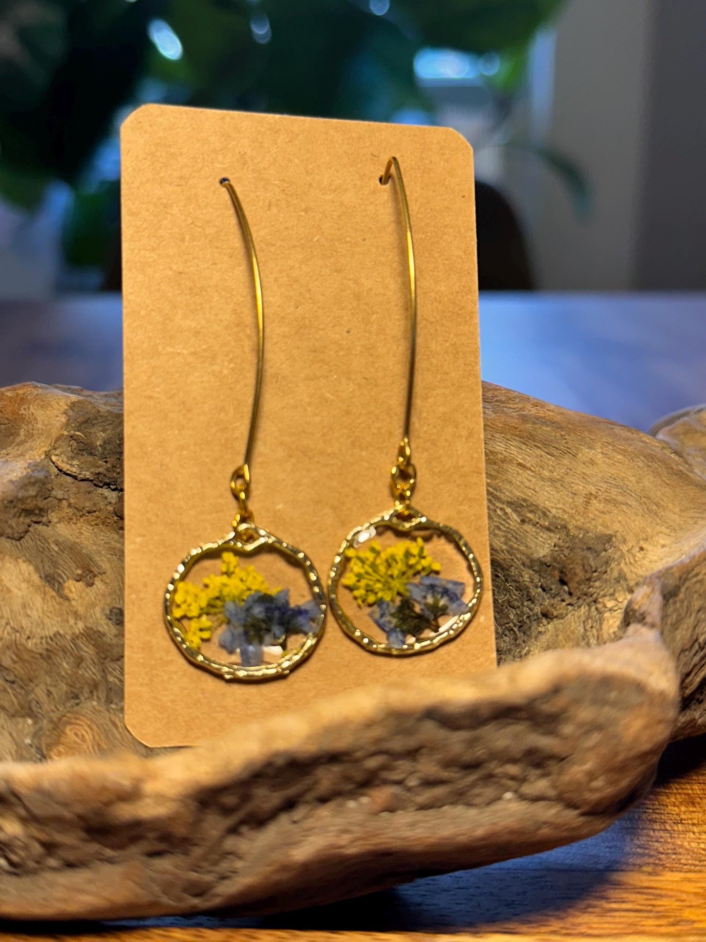 Resin and pressed flower earrings