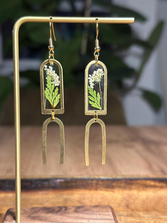 Resin and pressed flower earrings