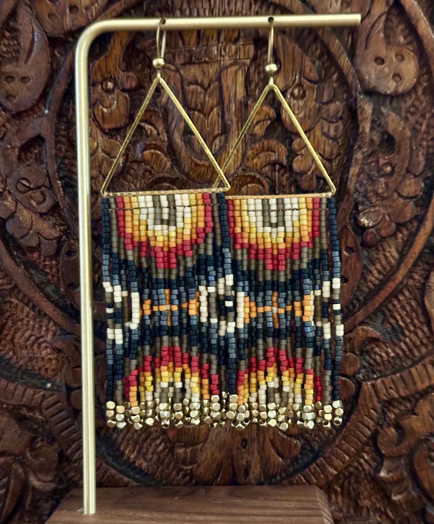 Hand-Beaded Fringe Earrings