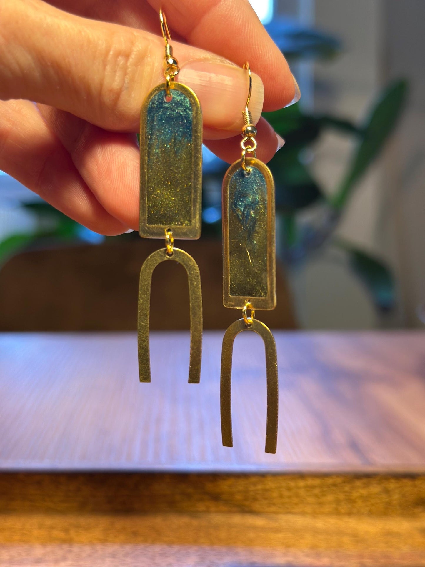 Resin and beaded earrings