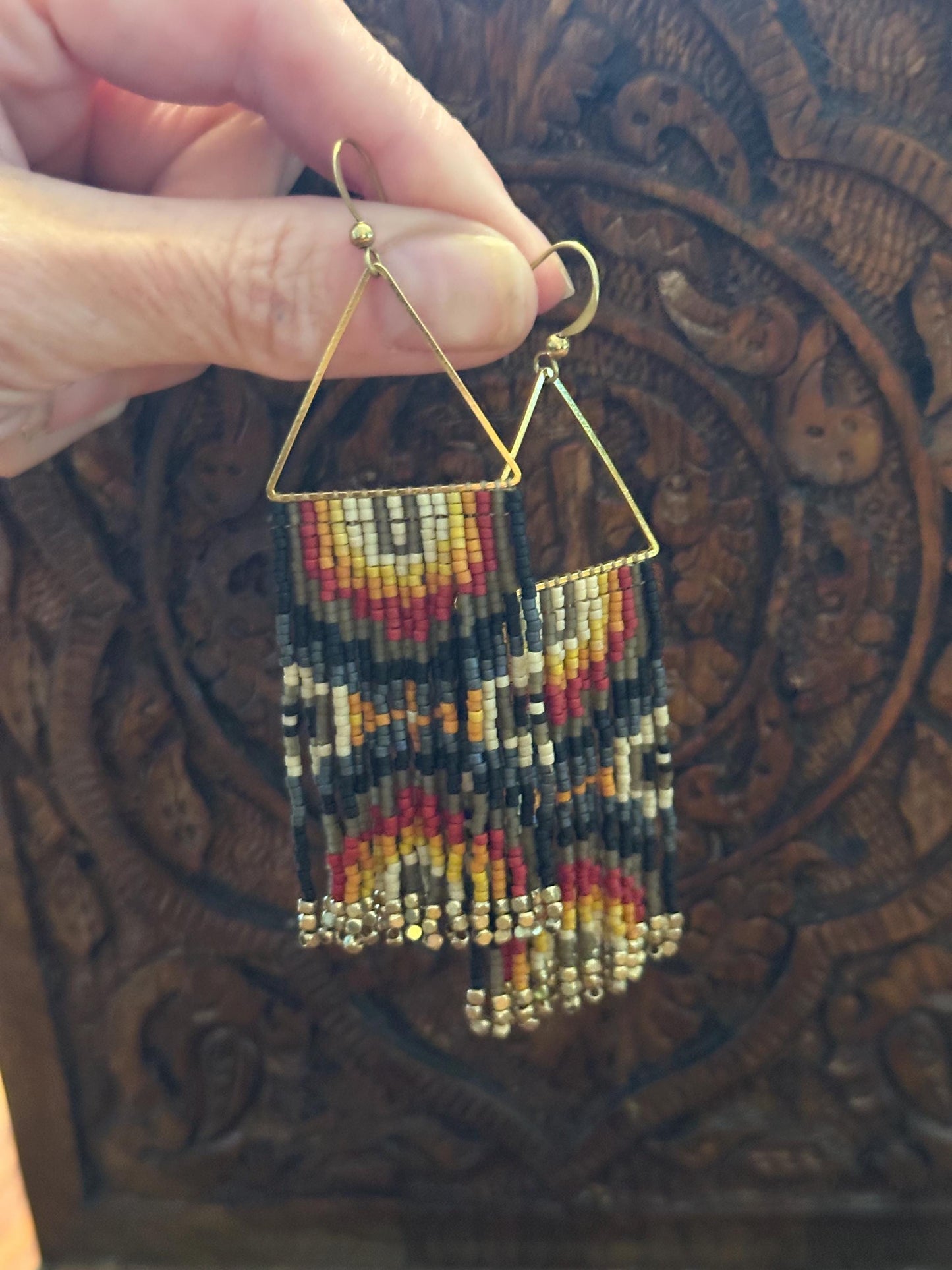 Hand-Beaded Fringe Earrings