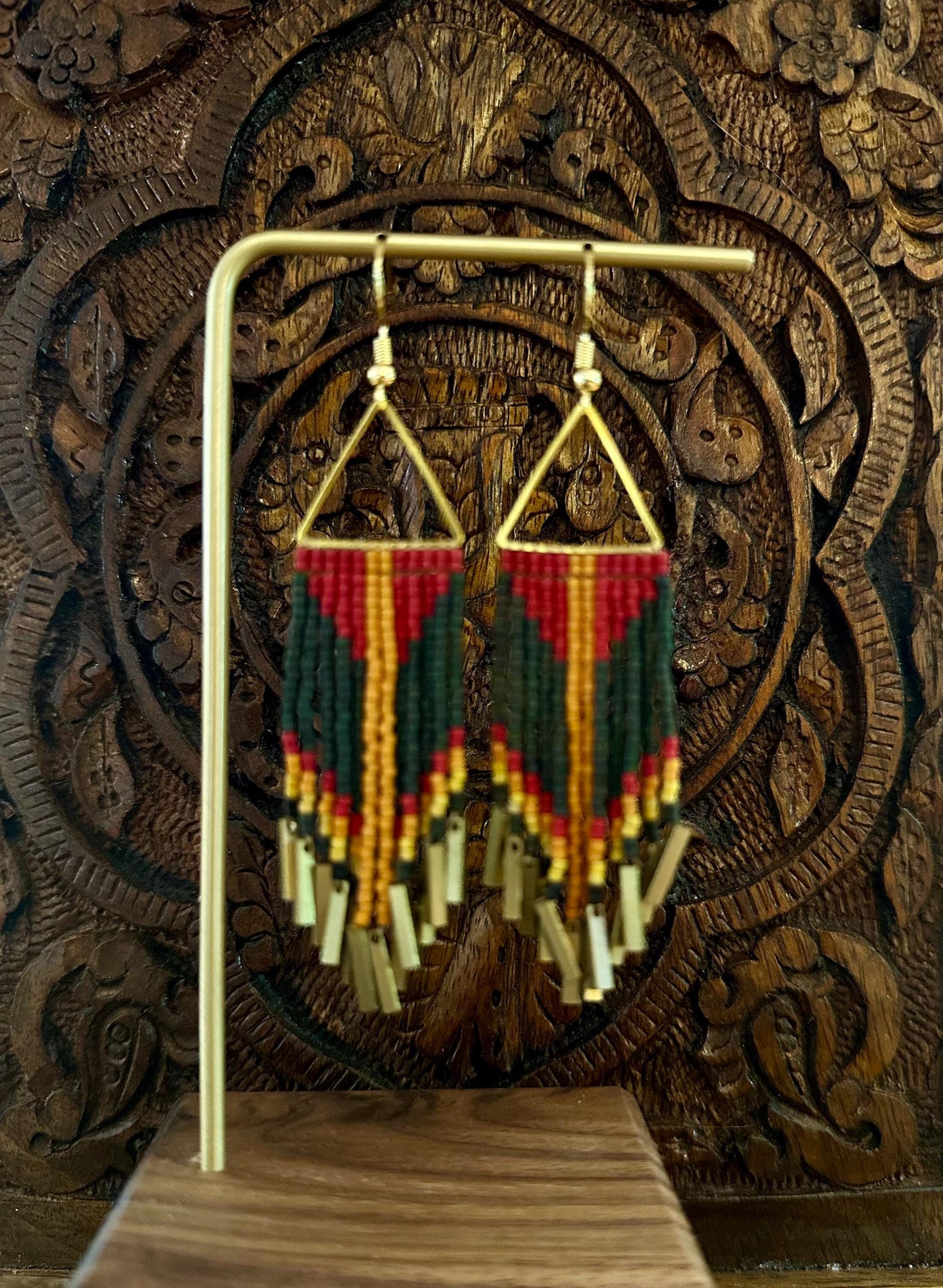 Hand-Beaded Fringe Earrings