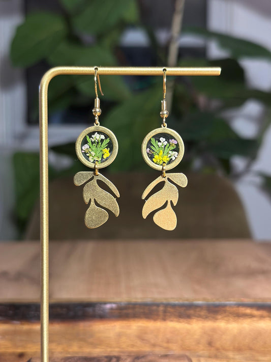 Resin and pressed flower earrings