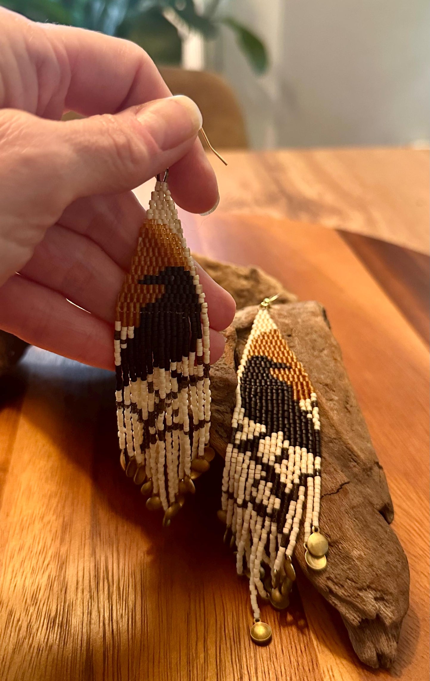 Hand-Beaded Fringe Earrings
