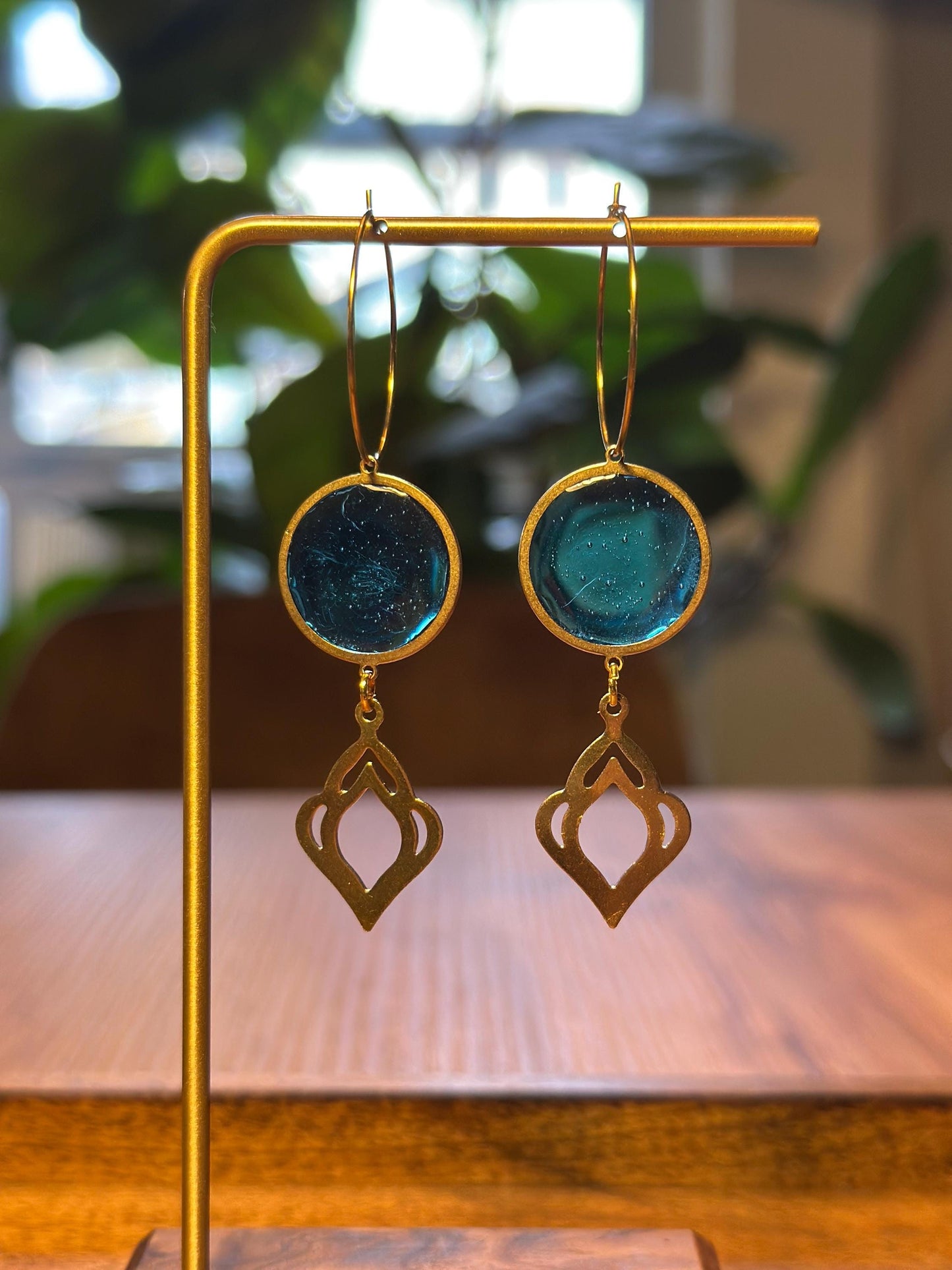 Resin and beaded earrings
