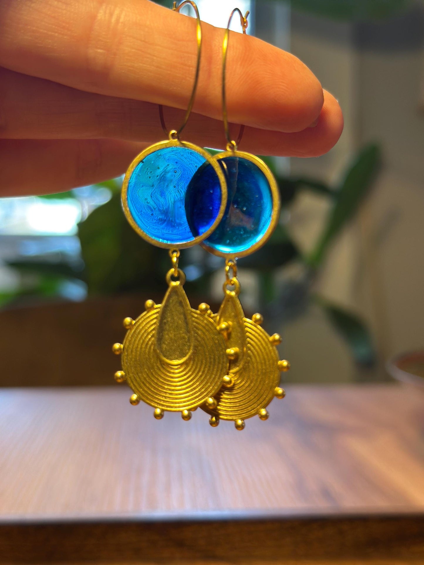 Resin and beaded earrings