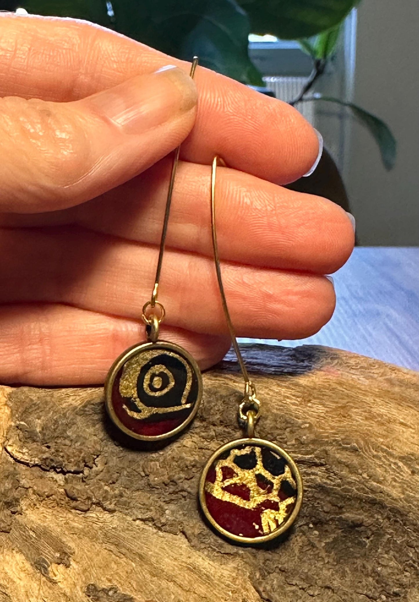 Resin and beaded earrings