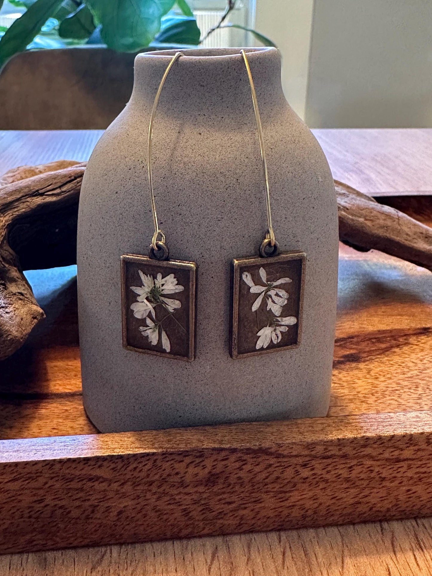 Resin and pressed flower earrings