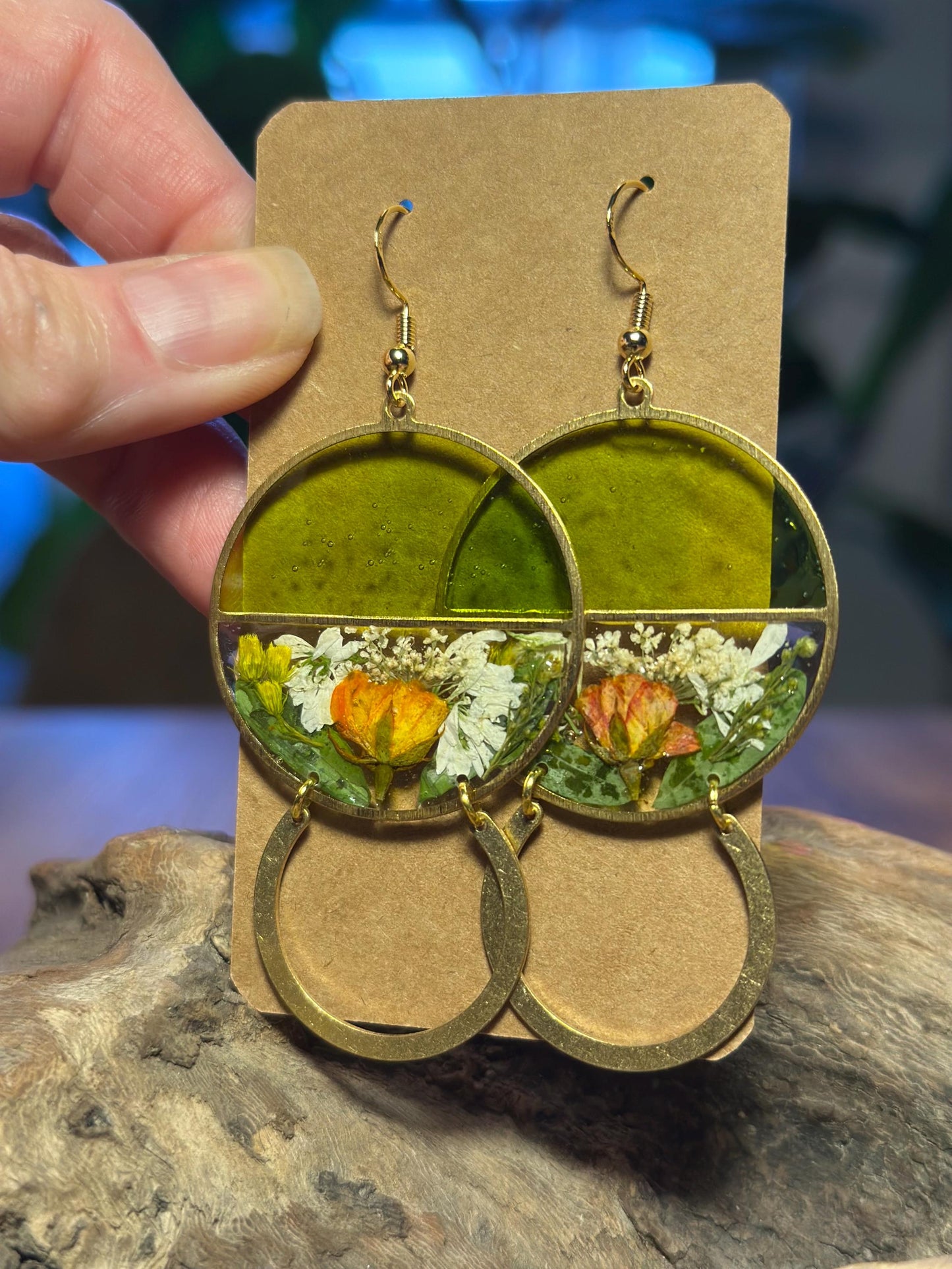 Resin and beaded earrings