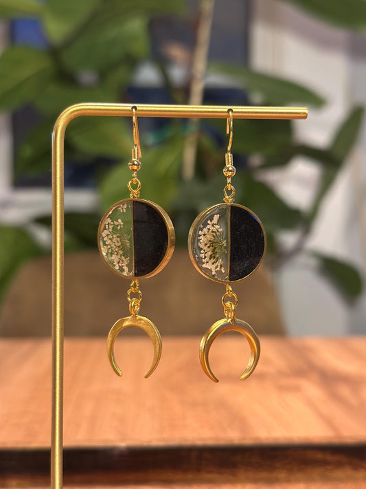 Resin and pressed flower earrings
