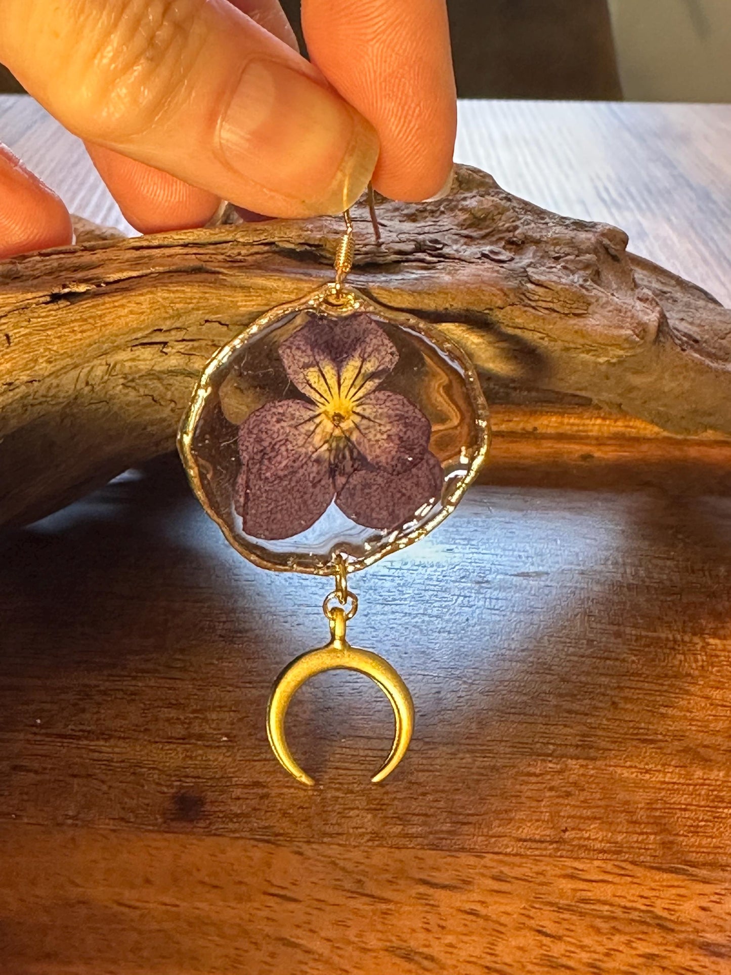 Resin and pressed flower earrings