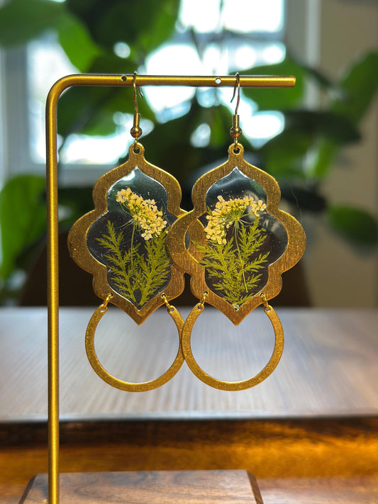 Resin and pressed flower earrings