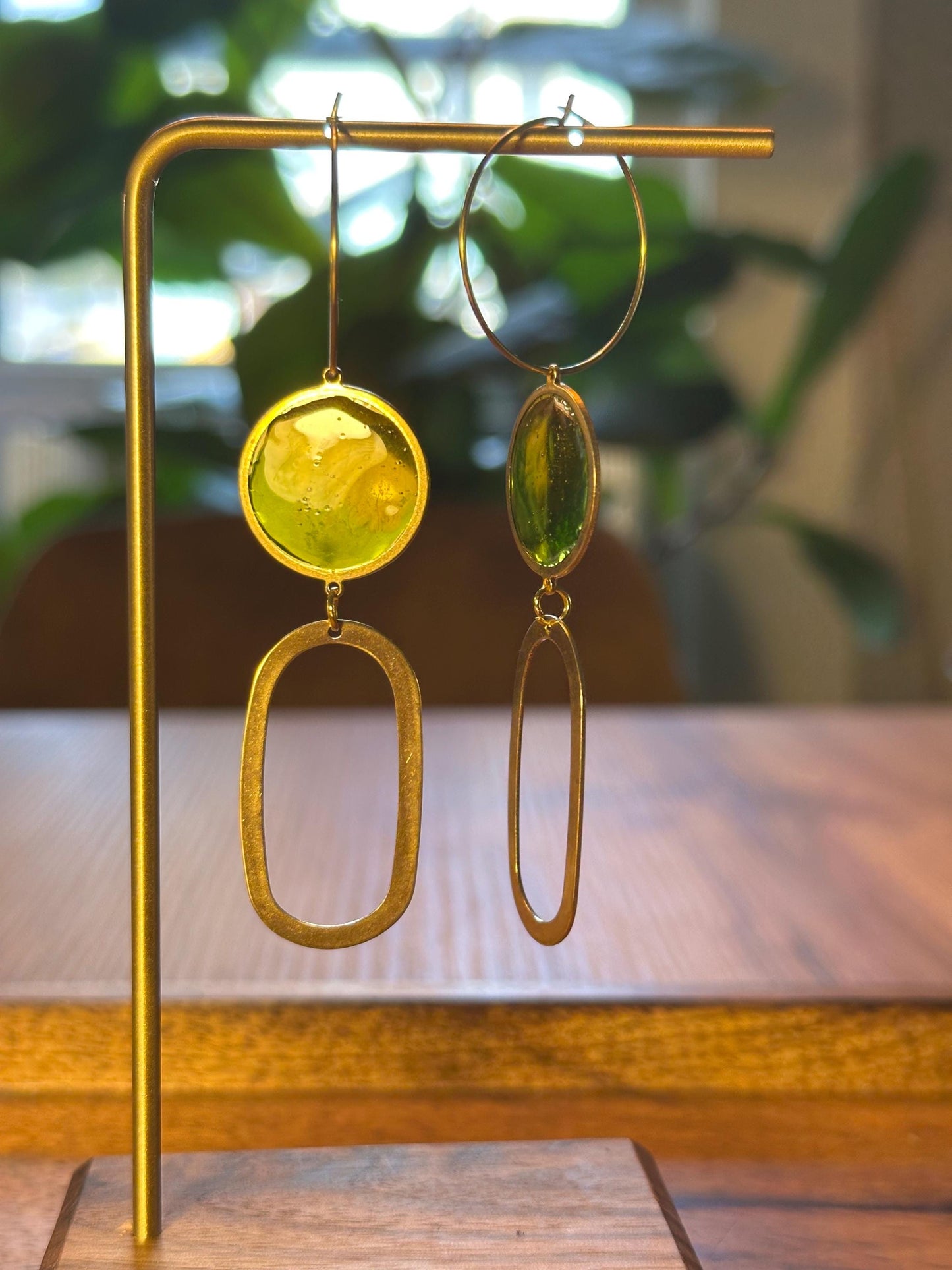 Resin and beaded earrings