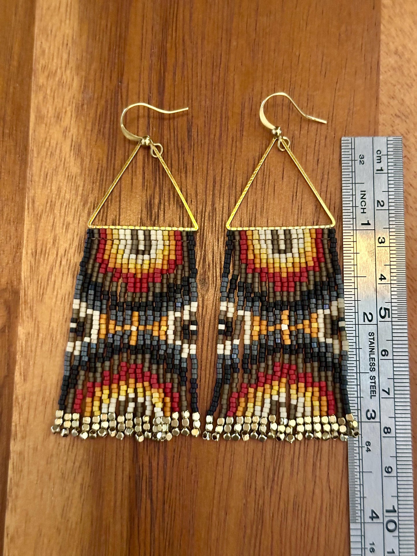 Hand-Beaded Fringe Earrings