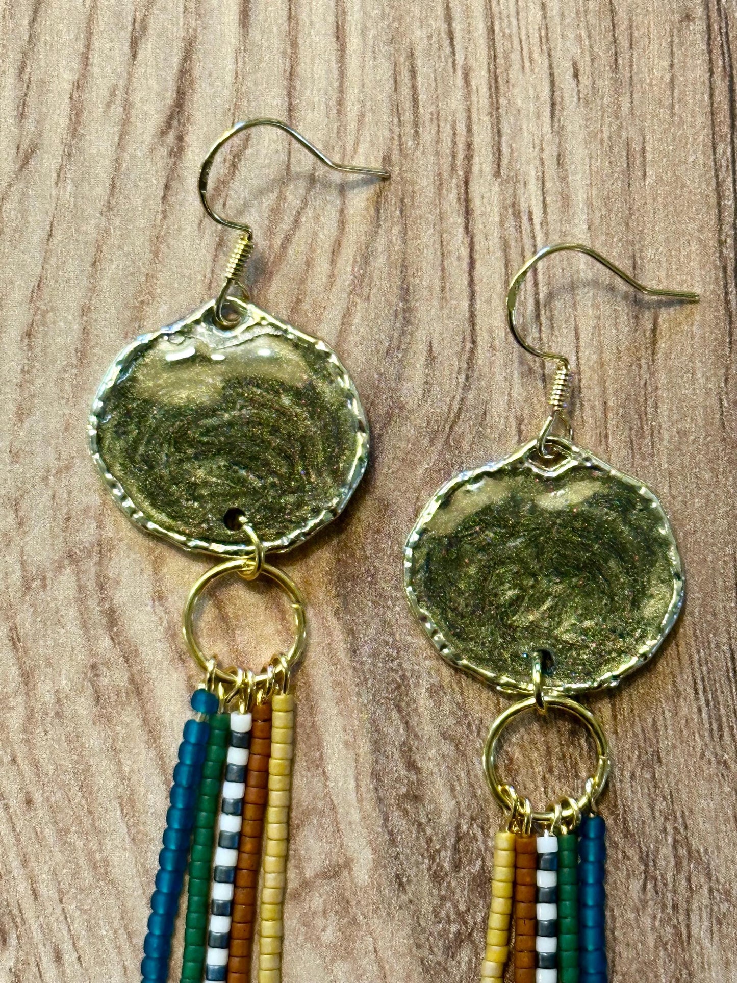 Resin and seed bead earrings