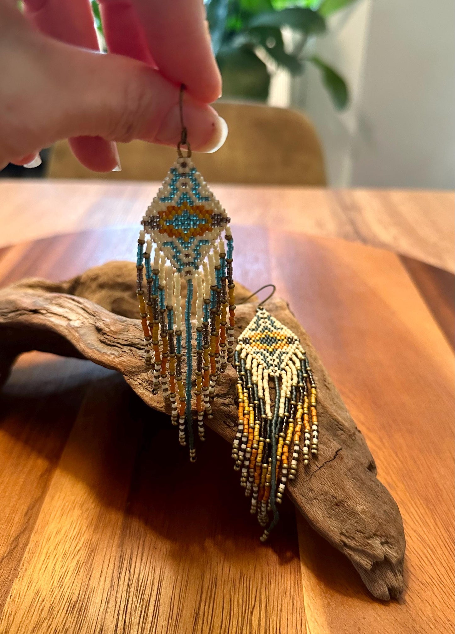 Hand-Beaded Fringe Earrings