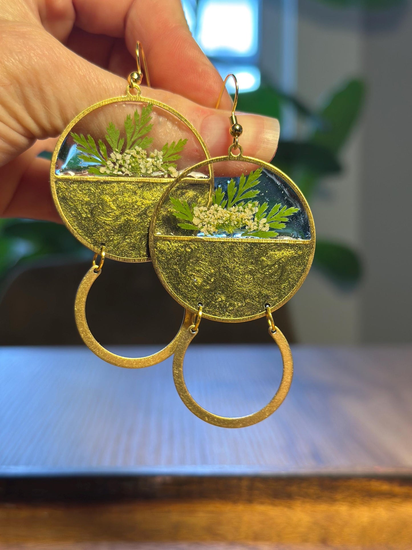 Resin and pressed flower earrings
