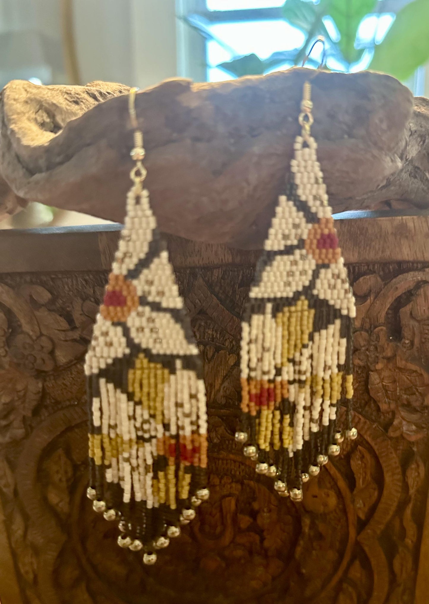 Hand-Beaded Fringe Earrings