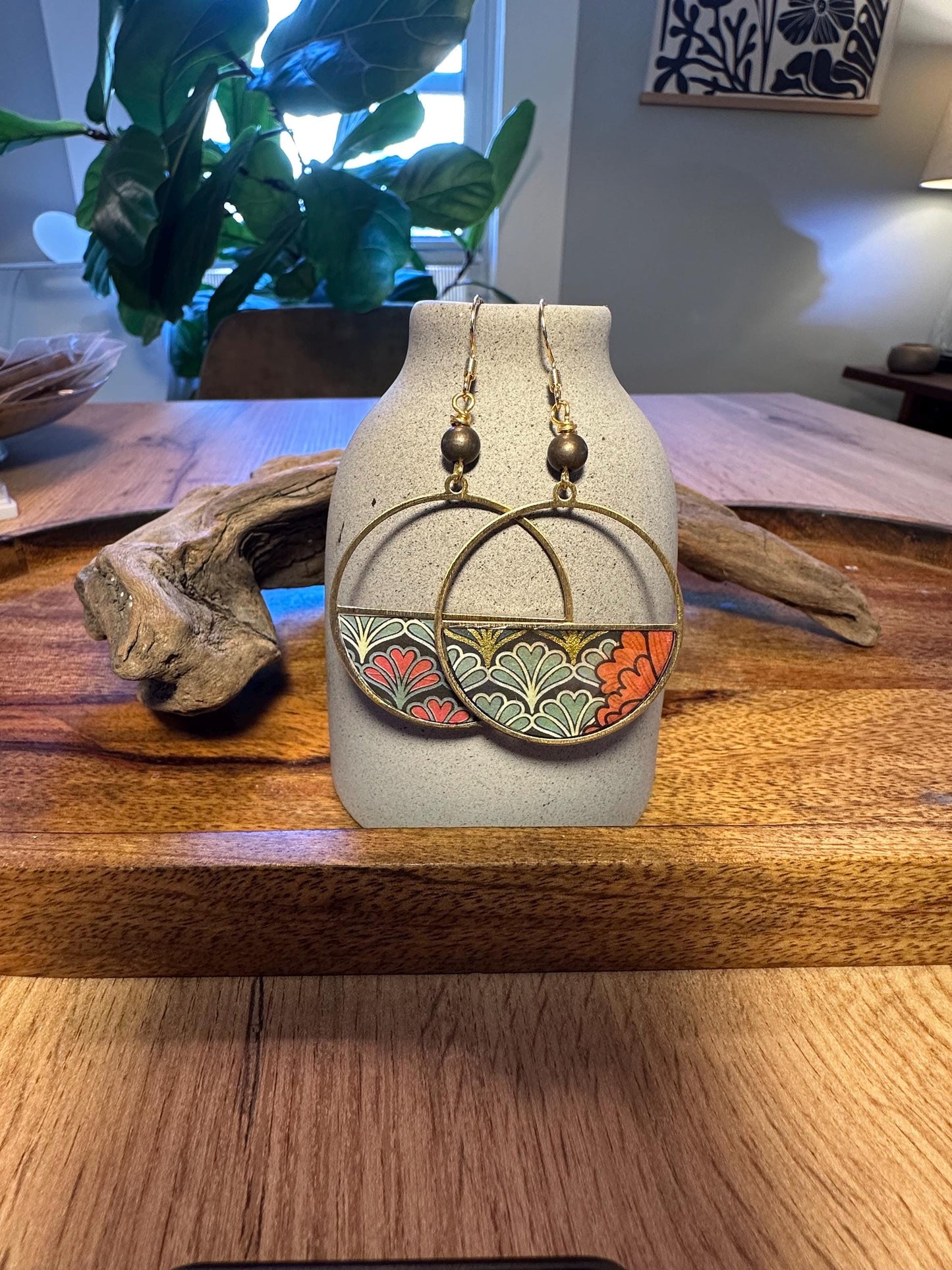 Resin and beaded earrings
