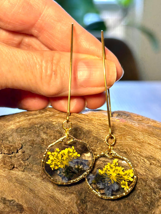 Resin and pressed flower earrings