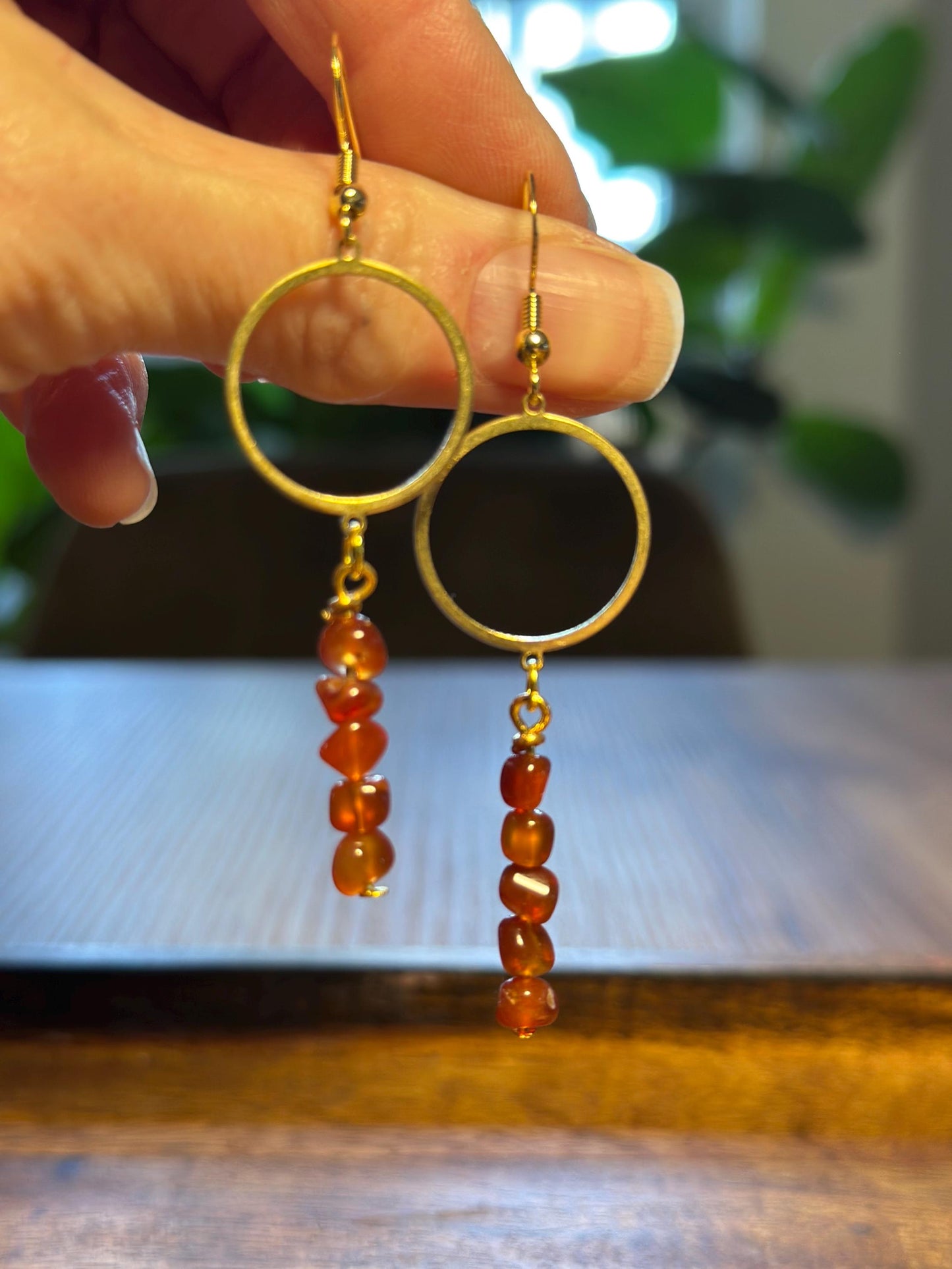 Beaded carnelian earrings