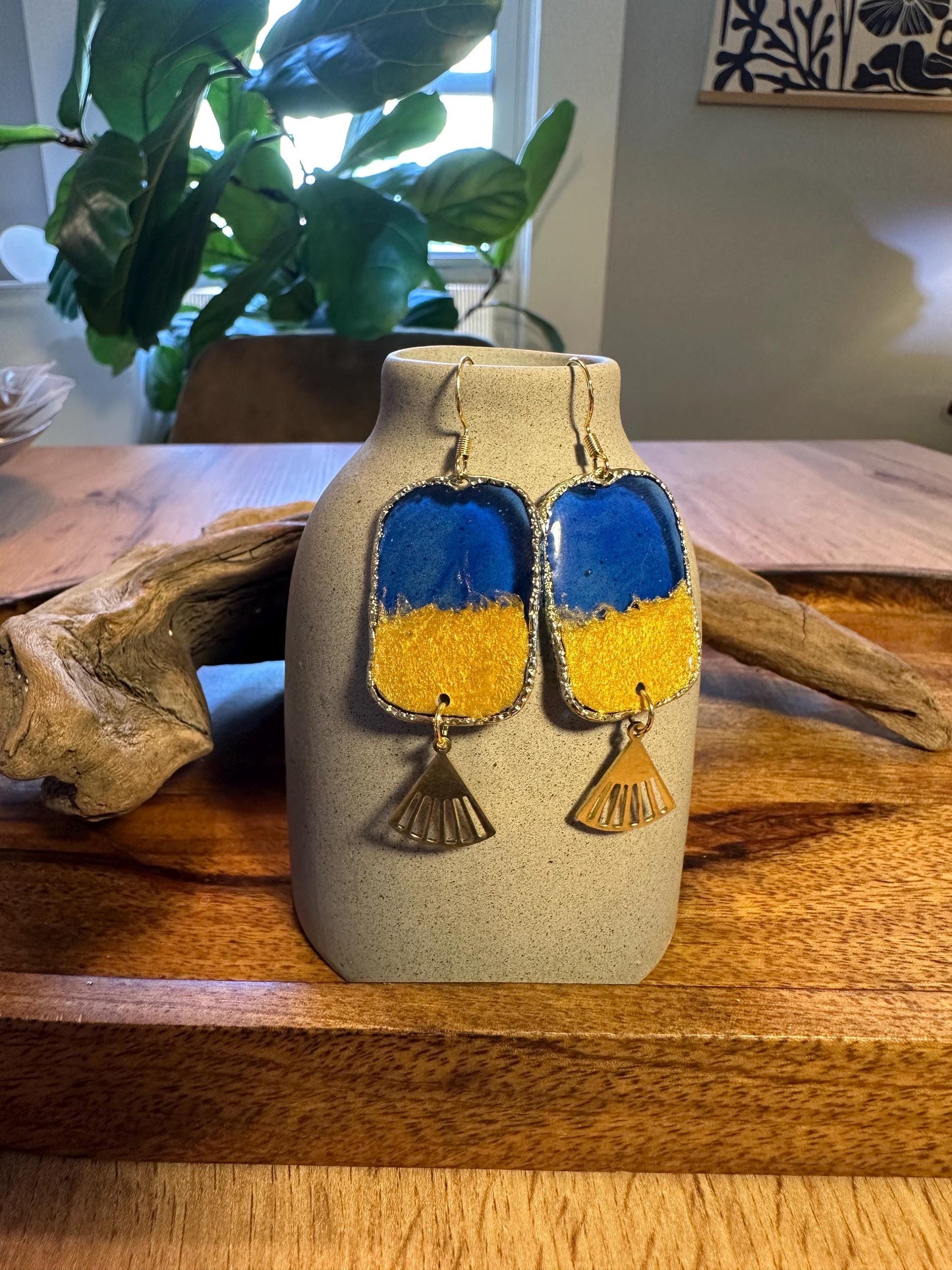 Resin and beaded earrings