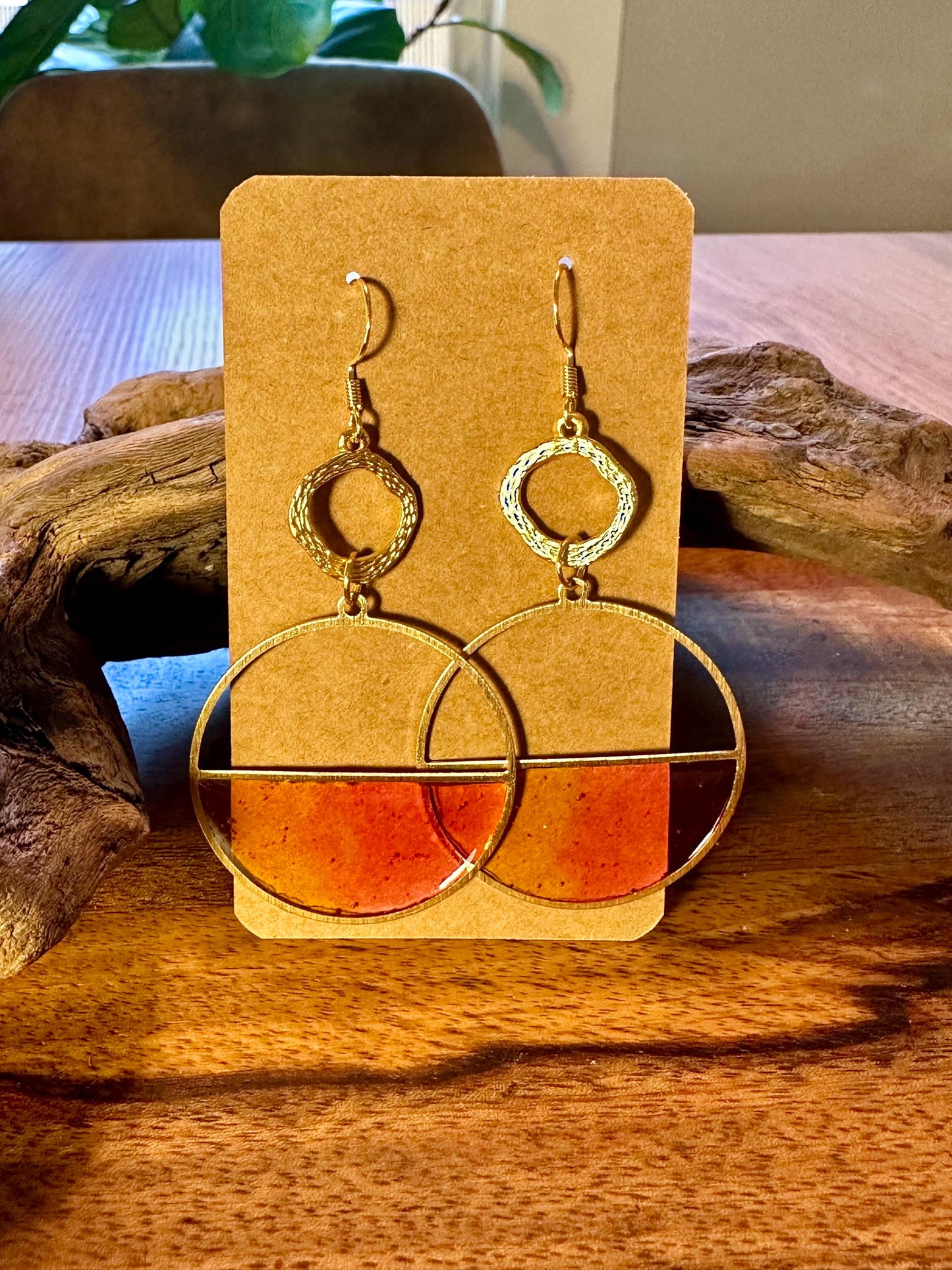 Resin and beaded earrings