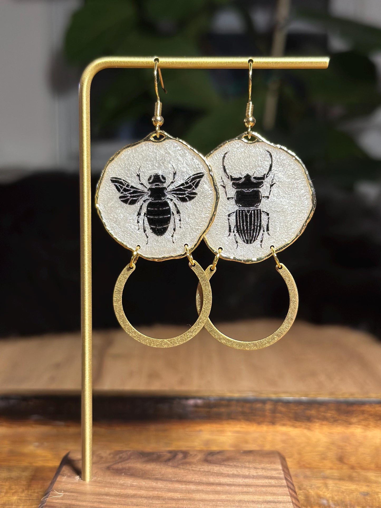 Resin and beaded earrings