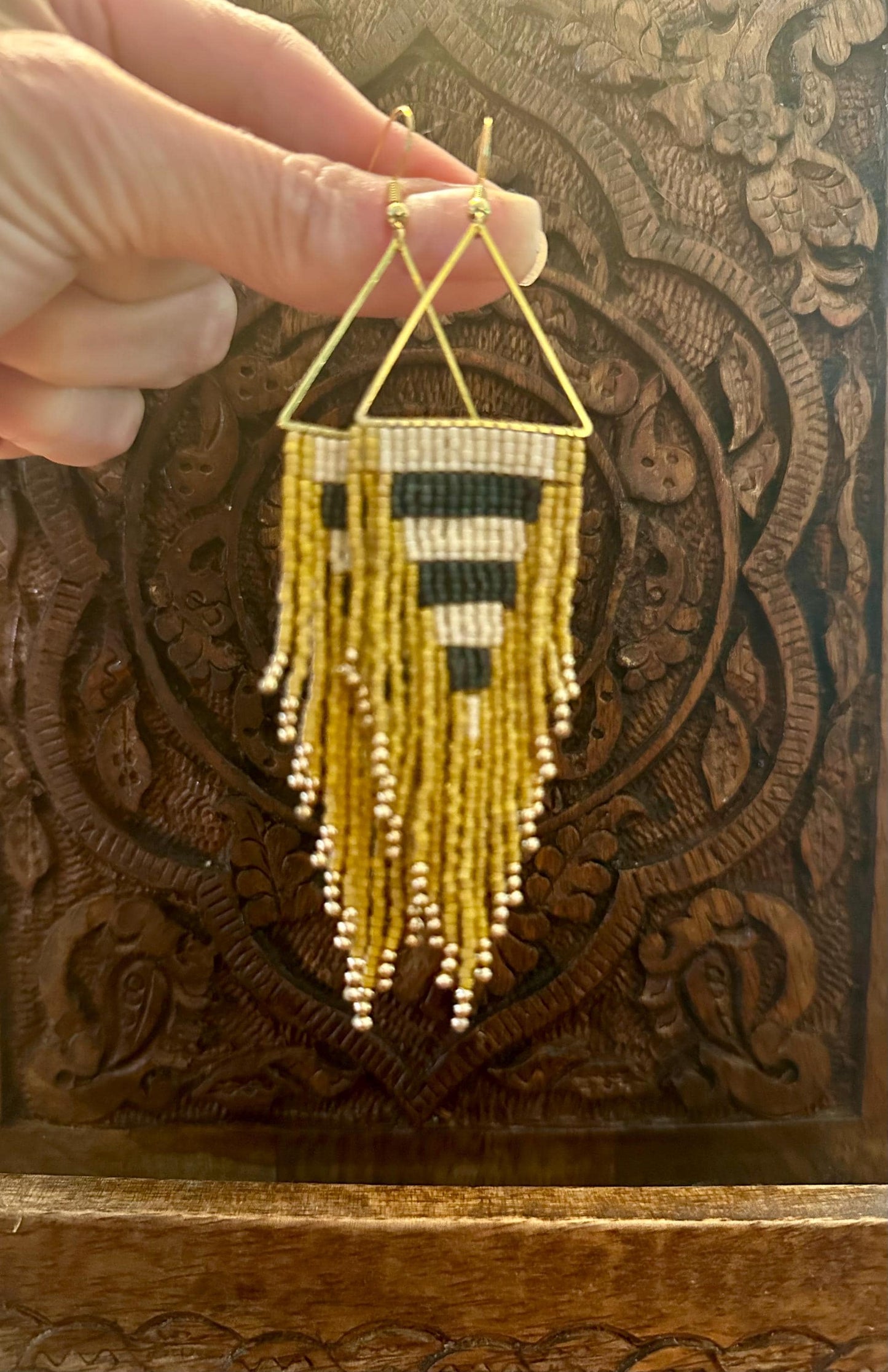 Hand-Beaded Fringe Earrings