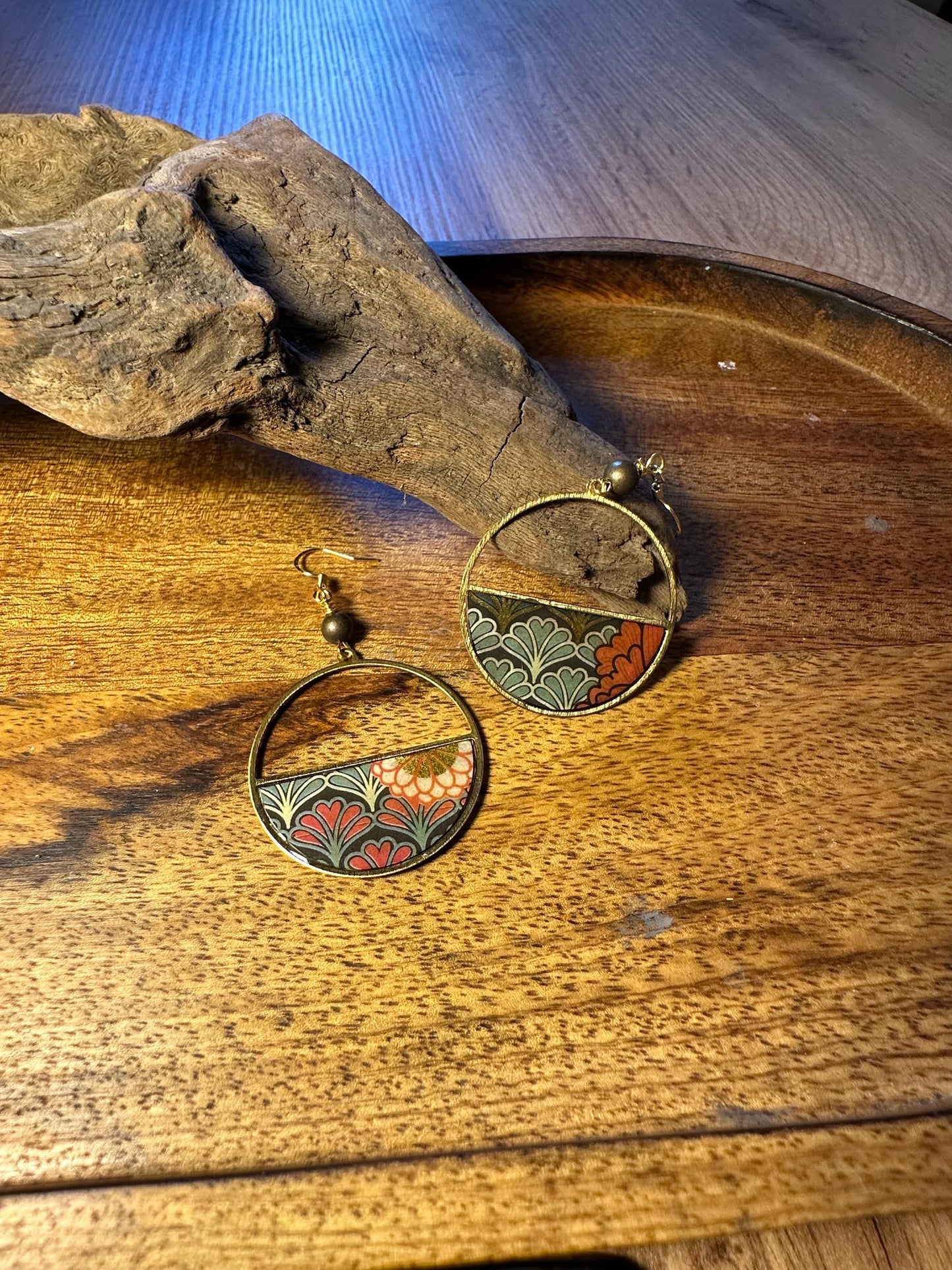 Resin and beaded earrings