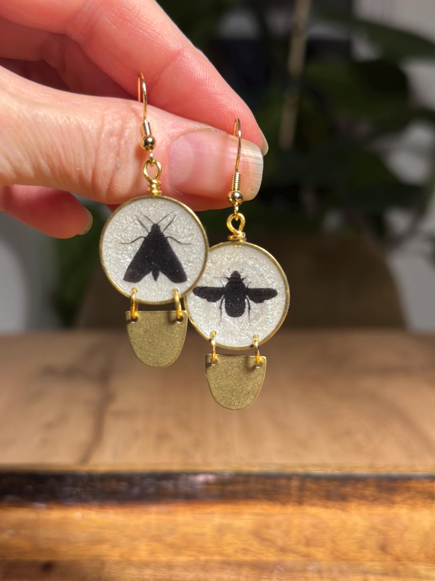Resin and beaded earrings