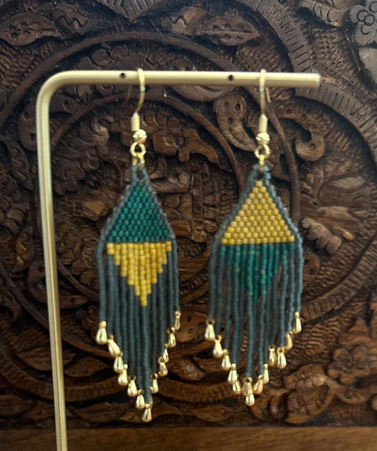 Hand-Beaded Fringe Earrings