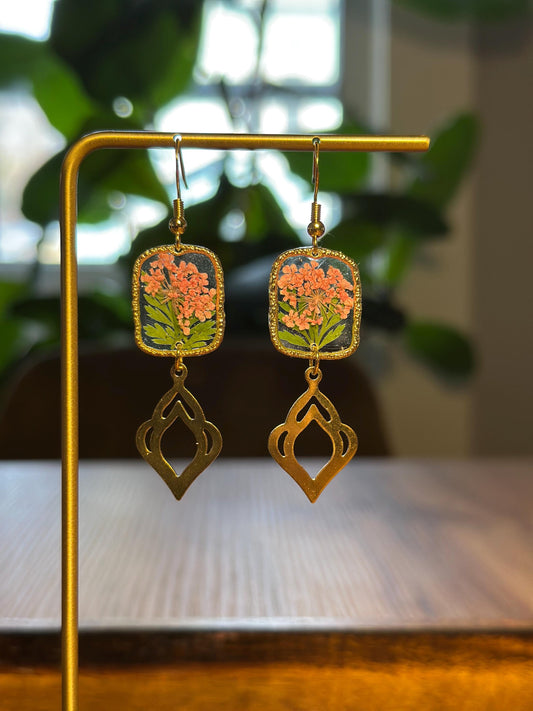Resin and pressed flower earrings
