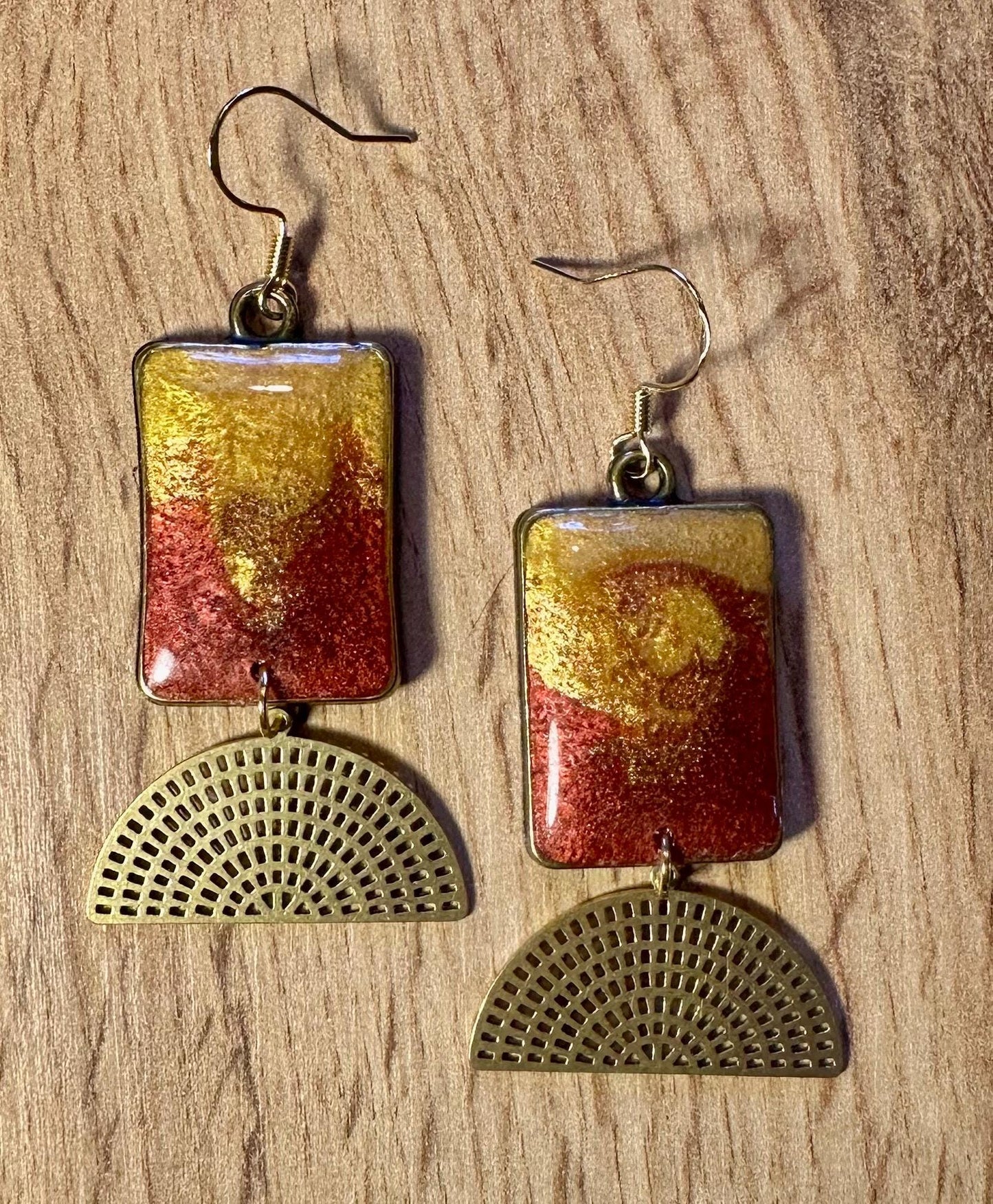Resin and beaded earrings