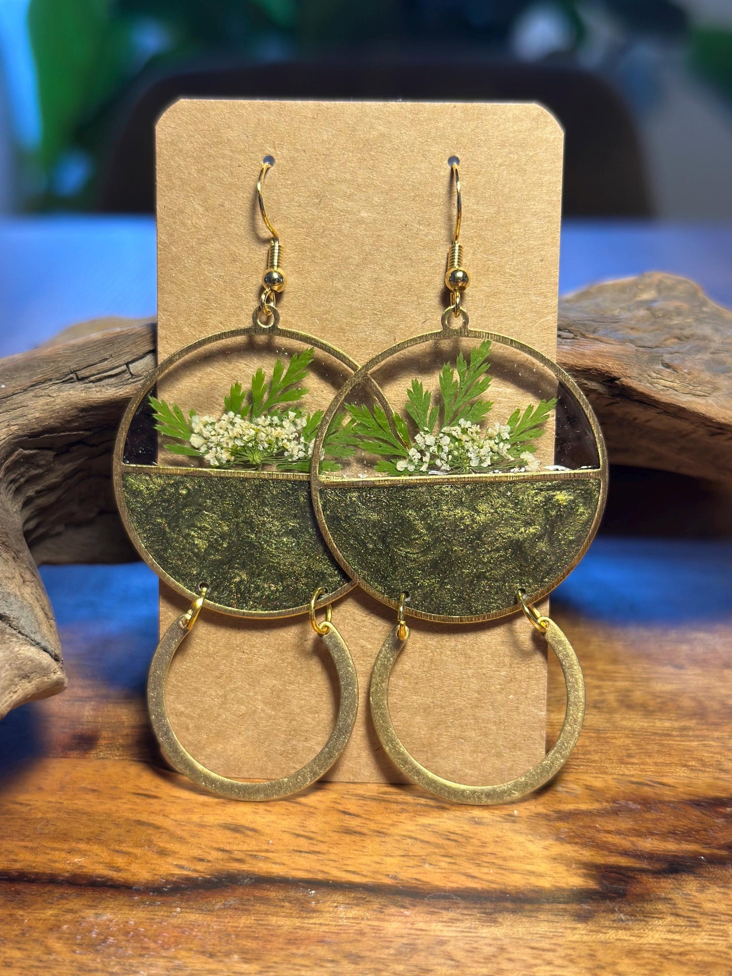 Resin and pressed flower earrings